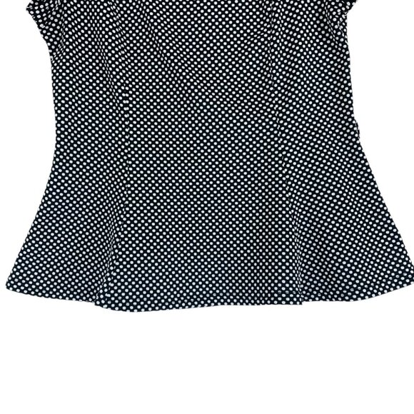 Suzy Shier Black White Polka Dot Peplum Top Blouse Stretch & skirt sz large set - Picture 9 of 16